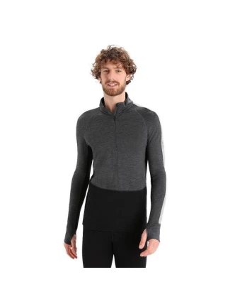 Icebreaker Pánske termo tričko M Zoneknit 260 LS Half Jet H/BLK grey (IB0A56HF585)