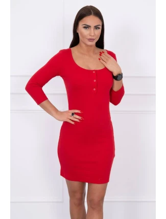 Šaty s gombíkovým výstrihom červené