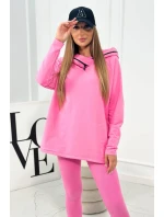 Bavlnená mikina s kapucňou + legíny ružový