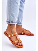 Damskie Klapki Z Dużymi Ćwiekami Pomarańczowe Mercure