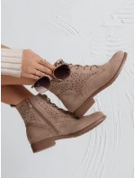 Dámske béžové šnurovacie čižmy FashionStreet ZY1045