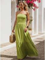 Dámske maxi šaty bez ramienok v limetkovej farbe FashionStreet EY2666