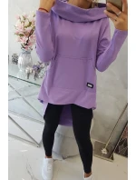 Mikina s dlhým chrbtom a kapucňou tmavo fialová