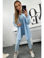 3-dielna súprava mikiny, topu a legínsov modrá