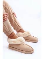 Papcie Damskie Z Futerkiem Jasnobeżowe Lanoze