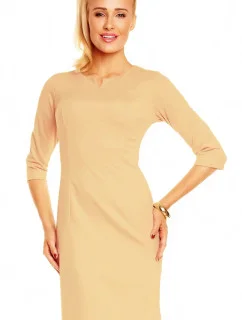 Dámske značkové šaty Lental DANUTA s 3/4 rukávom stredne dlhé béžovej - Béžová - Lental