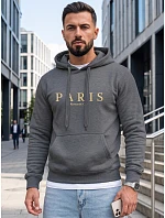 Pánska mikina s kapucňou a potlačou PARIS, tmavošedá, FashionStreet NX5147BX Pánska mikina s kapucňou a potlačou PARIS, tmavošedá, FashionStreet NX5147BX