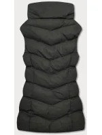 Perová dámska vesta v army farbe (5M719-136)