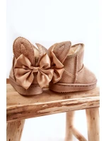 Dziewczęce Ocieplane Śniegowce Z Kokardkami Beżowe Meriva