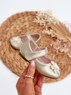 Balerinki Dziecięce Zapinane Na Rzep Z Ozdobą Złote Serinde