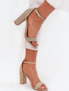 Błyszczące Sandały Damskie Na Słupku Złote Kavina