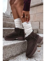 Śniegowce Damskie Z Naturalnego Zamszu Ocieplane Futerkiem Czekoladowe Milora