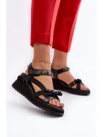 Dámske sandále s mašľou D&A čierne