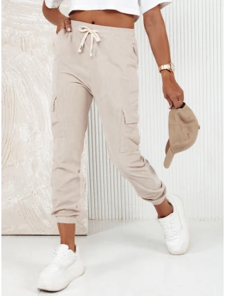 Dámske pruhované nohavice CHICCORD beige FashionStreet UY2174 Dámske pruhované nohavice CHICCORD beige FashionStreet UY2174