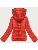 Oranžová dámska bunda s kapucňou (DL011)