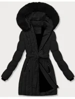 Dámska zimná bunda s ozdobným prešívaním S'west black (B8307-1)
