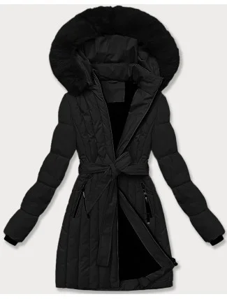 Dámska zimná bunda s ozdobným prešívaním S'west black (B8307-1)