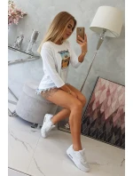 Blúzka s potlačou Letné auto biela