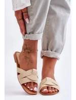 Damskie Materiałowe Klapki Beżowe Aversa