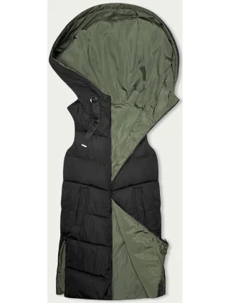 Čierno-khaki dlhá obojstranná dámska vesta (B8159-1) Čierno-khaki dlhá obojstranná dámska vesta (B8159-1)