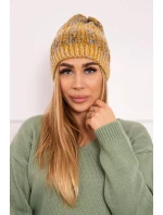 Fleecová čiapka Melisa K241 horčicová+sivá