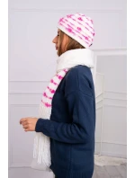 Dámska súprava so šatkou Anika K304 ecru+fuchsia