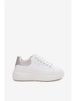 Sneakersy Damskie Na Platformie Big Star SS274245 Biało-Srebrne