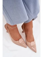 Dámské sandály na podpatku s ozdobným detailem Béžové Mariae