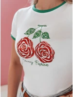 ROSAWIS biele bavlnené tričko s flitrami FashionStreet RY2845 ROSAWIS biele bavlnené tričko s flitrami FashionStreet RY2845