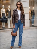 Dámska bunda v štýle Ramones z ekokože, tmavohnedá, FashionStreet TY5729 Dámska bunda v štýle Ramones z ekokože, tmavohnedá, FashionStreet TY5729