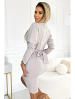 209-11 Šaty s dlhými rukávmi a širokým opaskom - BEACH 209-11 Šaty s dlhými rukávmi a širokým opaskom - BEACH