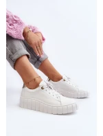 Zazoo 2919 Damskie Skórzane Półbuty Na Grubej Podeszwie Białe Zazoo 2919 Damskie Skórzane Półbuty Na Grubej Podeszwie Białe