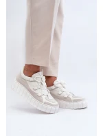Dámska kožená športová obuv na platforme M01/1 Zazoo light beige Dámska kožená športová obuv na platforme M01/1 Zazoo light beige