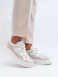 Dámska kožená športová obuv na platforme M01/1 Zazoo light beige