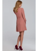K078 Šaty s naberaným pásom - ružové