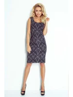 Dámske spoločenské šaty JACQUARD s kvetinovým vzorom bez rukávov sivé - Šedá / XS - Numoco Dámske spoločenské šaty JACQUARD s kvetinovým vzorom bez rukávov sivé - Šedá / XS - Numoco