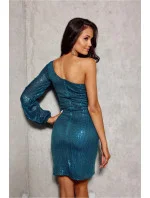 Krátke šaty SUK0432 petrolejovo zelené - Roco Fashion