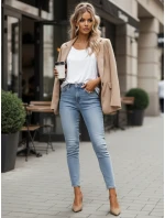 Dámske skinny džínsy s vysokým pásom modré FashionStreet UY2866