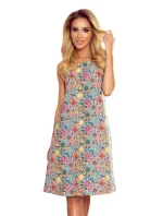 VICTORIA - Dámske trapézové šaty s farebným vzorom 296-1 VICTORIA - Dámske trapézové šaty s farebným vzorom 296-1