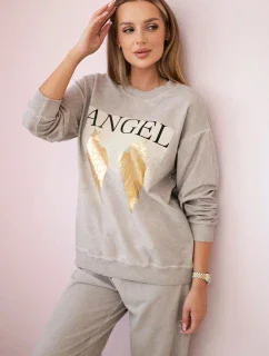 Bavlnená súprava Angel tepláky + nohavice béžová