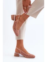 Czółenka Na Obcasie Klocku Różowe Gemifa