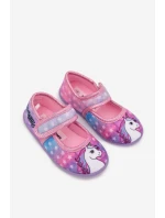 Balerínky Pantofle Pro Dívky Na suchý zip UNICORN Růžové Silviera