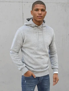 Pánska mikina s kapucňou svetlo šedá FashionStreet BX5428