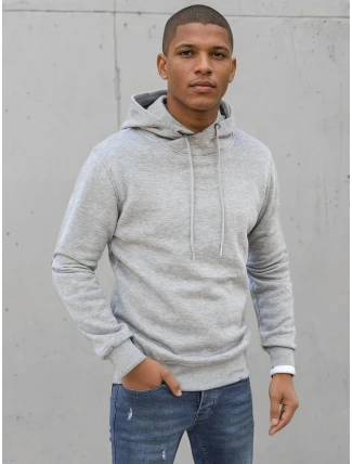 Pánska mikina s kapucňou svetlo šedá FashionStreet BX5428