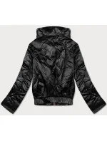 Čierna krátka dámska bunda so stojačikom (B8122-1)