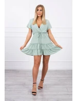 Šaty s obálkovým výstrihom tmavo mätovej farby