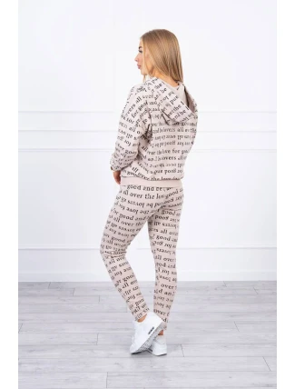 Sada s potlačou béžová