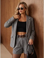 Dámske sako s kockovaným vzorom, tmavomodré, FashionStreet PY0156 Dámske sako s kockovaným vzorom, tmavomodré, FashionStreet PY0156