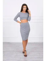 Súprava blúzky a sukne šedá