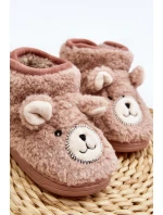 Kapcie Dziecięce Ocieplane Z Misiem Różowe Eberra